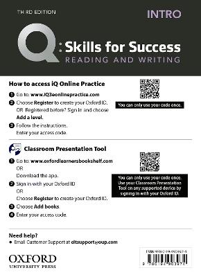 Q: Skills for Success: Intro Level: Reading and Writing Teacher's Access Card