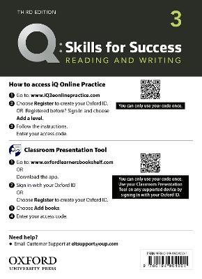 Q: Skills for Success: Level 3: Reading and Writing Teacher's Access Card