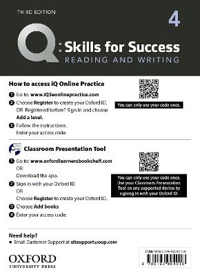Q: Skills for Success: Level 4: Reading and Writing Teacher's Access Card