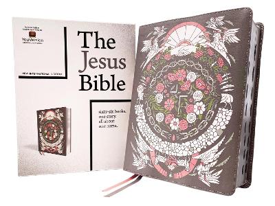 Jesus Bible Artist Edition, NIV, (With Thumb Tabs to Help Locate the Books of the Bible), Leathersoft, Gray Floral, Thumb Indexed, Comfort Print