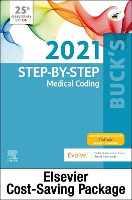 2021 Step by Step Medical Coding Textbook, 2021 Workbook for Step by Step Medical Coding Textbook, Buck's 2021 ICD-10-CM Hospital Edition, Buck's 2021 ICD-10-Pcs, 2021 HCPCS Professional Edition, AMA 2021 CPT Professional Edition Package