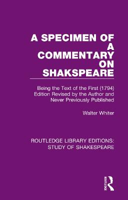 A Specimen of a Commentary on Shakspeare
