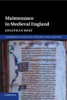 Maintenance in Medieval England