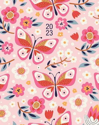 Folk Butterflies 2023 7.5 X 9.5 Booklet Monthly Planner