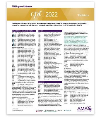 CPT Express Reference Coding Card 2022: Pediatrics