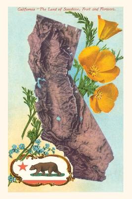 The Vintage Journal California Map with Bear and Poppies