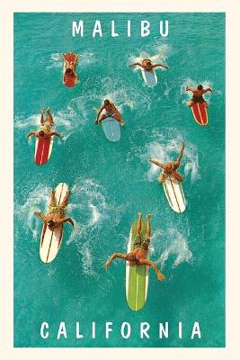 Vintage Journal Surfers Paddling, Malibu, California