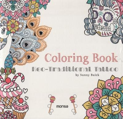 Neo-Traditional Tattoo Coloring Book