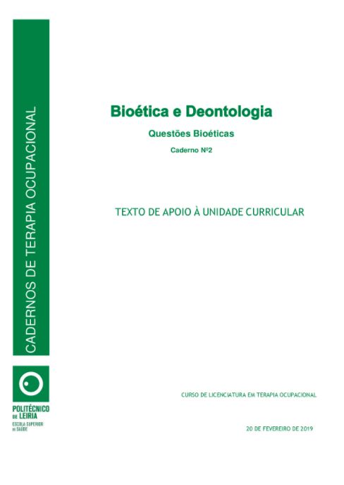 Imagem de capa do livro Caderno bioética e deontologia, n.º 2